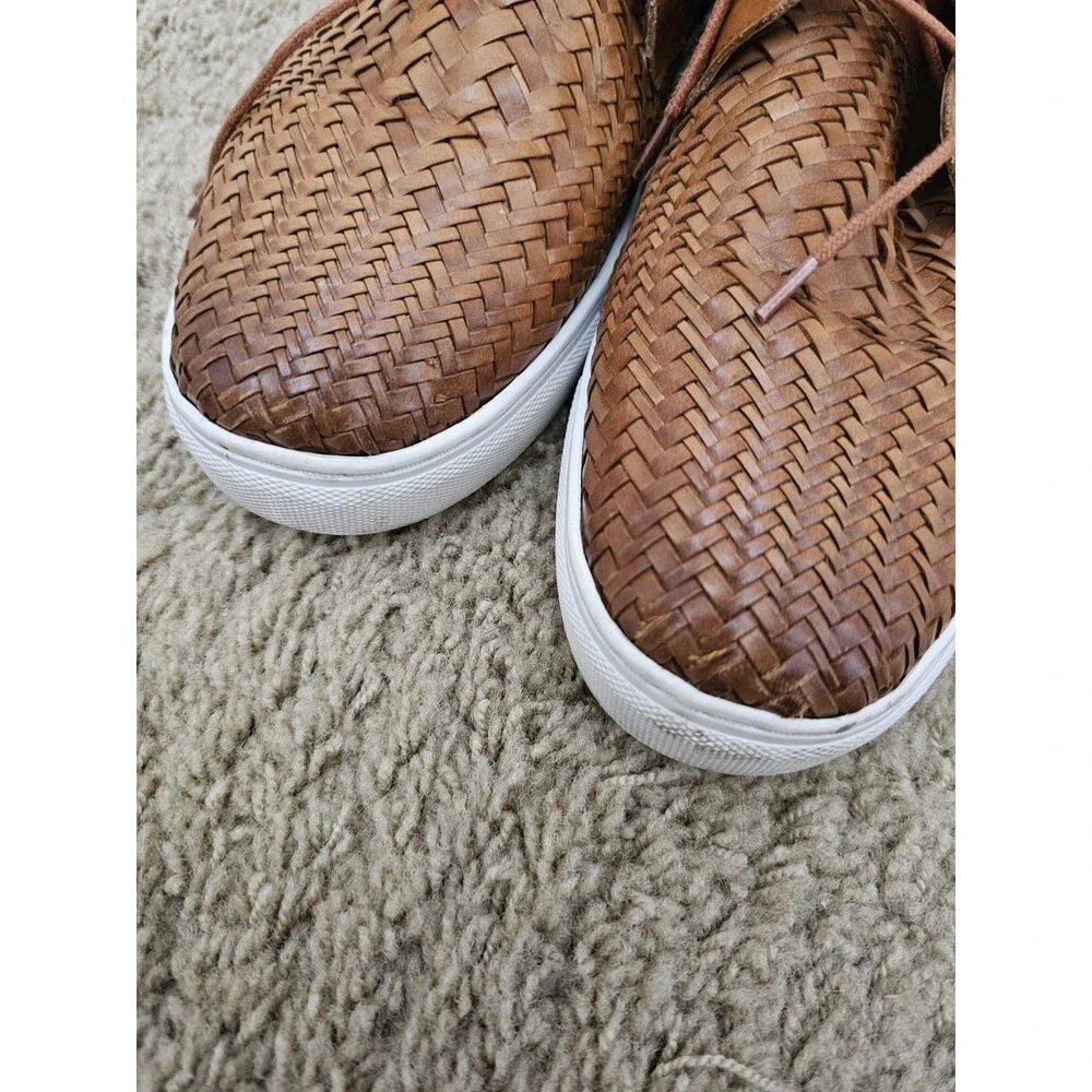 Marc Nolan Magnus Woven Leather High Top Sneakers Boots Cognac Tan Mens Size 8
